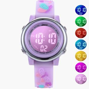 UTHAI C12 어린이 시계, 학생 다기능 스포츠 어린이 소녀 귀여운 만화 방수 알람 시계, LED 전자 시계