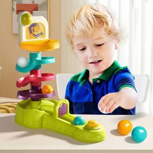 몬테소리 장난감 아기 1, 2, 3 세 트랙 롤링 볼 푸시 팝 슬라이딩 볼 교육 개발 장난감 게임, 어린이 감각 장난감