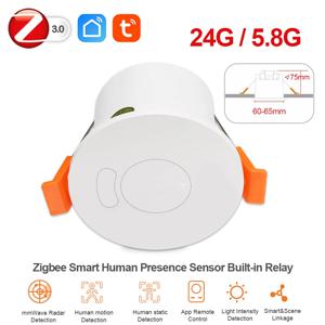 Zigbee MmWave 인체 존재 감지기, 레이더 모션 센서, 5.8G, 24G, 릴레이 럭스 라이트, 거리 감지, 투야 스마트 라이프, 220V, 110V