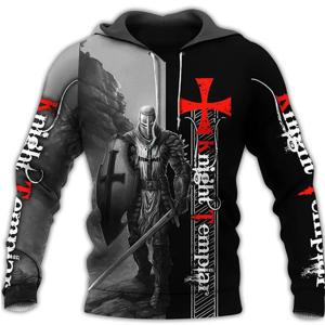 Knights Templar 남성용 후드, 오버사이즈 맨투맨, 하라주쿠 패션, 루즈 재킷, 풀오버, 캐주얼 후드 스트리트웨어 상의, 3D 프린트