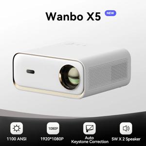 Wanbo X5 프로젝터, 1100ANSI 안드로이드 9.0, 듀얼 밴드 와이파이 6 프로젝터, 사무실 홈 시어터 비머 프로젝터, 4K, 1080P, 20000 루멘
