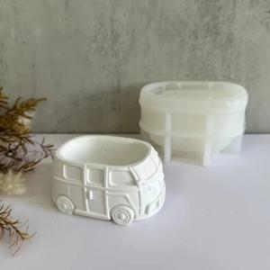Kombi 버스 모양 화분 실리콘 몰드, 귀여운 밴 자동차 에폭시 송진 시멘트 석고 붓는 금형, 가정 정원 장식 공예품 선물