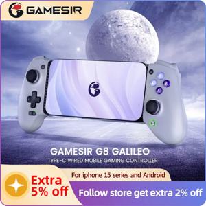 GameSir G8 갈릴레오 게임패드 휴대폰 컨트롤러, 홀 이펙트 스틱, 아이폰 15 조이스틱, 안드로이드 C 타입, PS 클라우드 게임