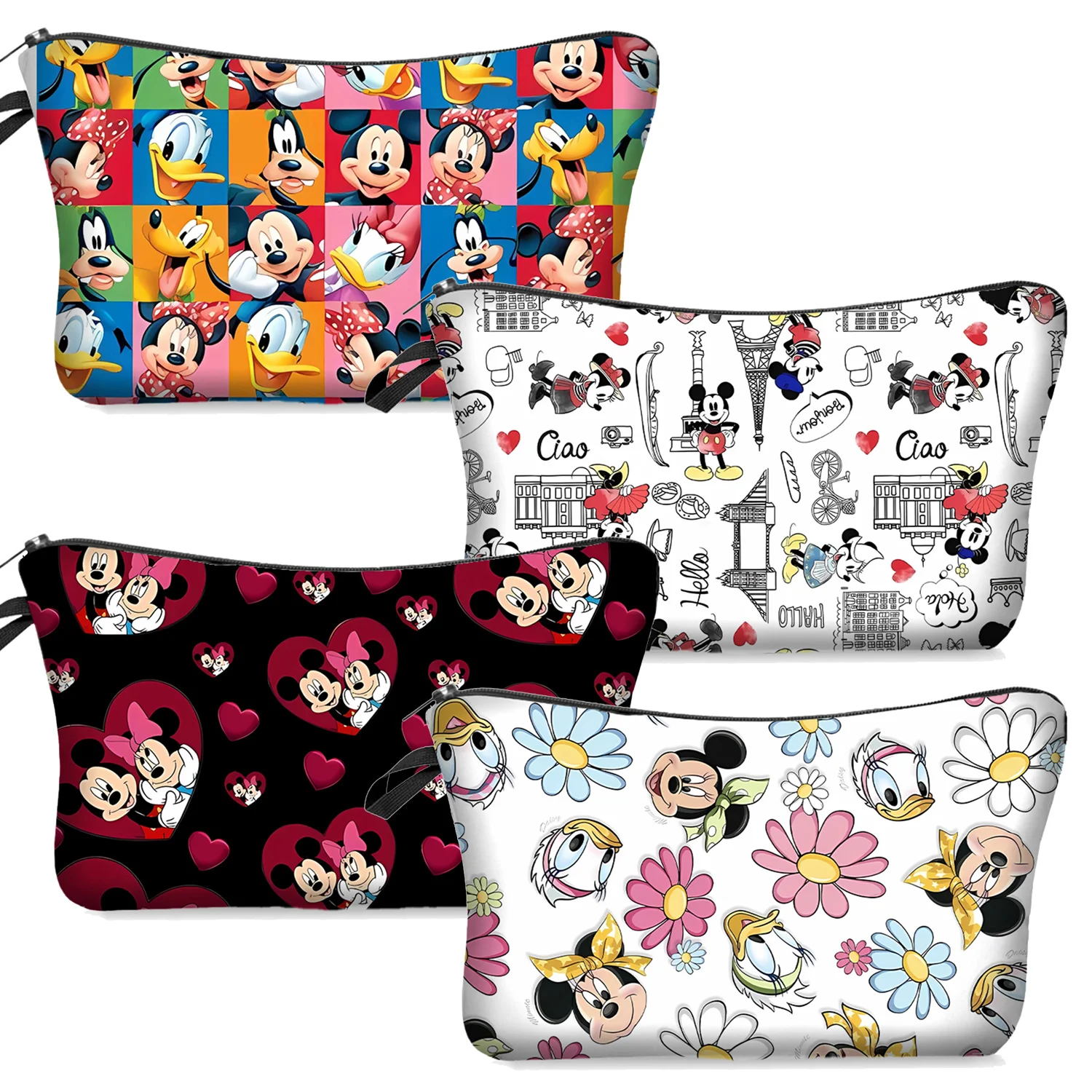 디즈니 화장품 파우치 만화 미키 마우스 미니 보관 가방, 귀여운 카와이 패션 커플 핸드백, 어린이 여성 동전 지갑