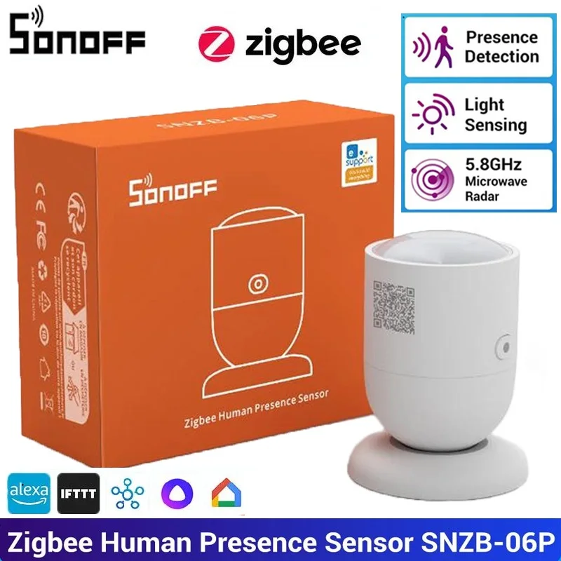 SONOFF 지그비 인체 감지 센서, SNZB-06P 존재 감지, 빛 감지, 스마트 홈 자동화, 구글 알렉사 앨리스용