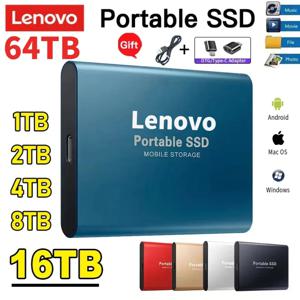 레노버 고속 모바일 솔리드 스테이트 드라이브, 외장 하드 드라이브, 노트북용 C타입 USB 3.1 인터페이스, 8TB 휴대용 SSD, 16TB, 500GB