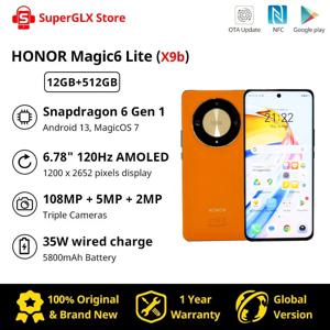 글로벌 버전 HONOR Magic6 Lite 5G X9b X50 6.78 인치 낙하 방지 120Hz 디스플레이, 108MP 트리플 카메라, 2 일 배터리, 안드로이드 13 듀얼 SIM