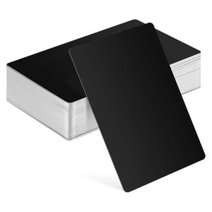 금속 알루미늄 시트 레이저 마킹 명함 블랙 카드, 승화용 빈 DIY 인쇄 가능, 50 개