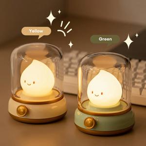 레트로 LED 촛불 램프 야간 조명, USB 충전식 LED 등유 램프, 따뜻한 조명, 침대 옆 탁상 장식 램프, 어린이 선물