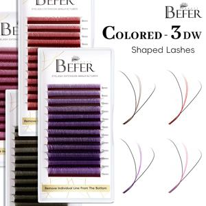 Beper 핑크 레드 컬러 볼륨 3D W 속눈썹, 익스텐션 가짜 다크 브라운, 보라색 컬러, C D 8-15 속눈썹, 코스프레 속눈썹 연장