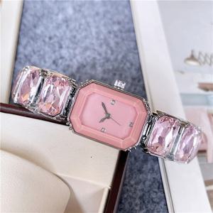 여성용 패션 브랜드 손목 시계, 아름다운 직사각형, 다채로운 보석 디자인, 스틸 메탈 밴드 시계, S72