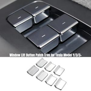 테슬라 모델 Y, 3/3 + 하이랜드 2024 용 윈도우 스위치 단추 커버, 윈도우 리프트 단추 패치 트림, ABS 크롬 자동차 액세서리, 7 개