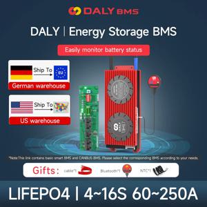 Daly 스마트 BMS Lifepo4 CAN 1A 액티브 밸런스, 에너지 저장용 배터리 팩, 4S, 12V, 8S, 24V, 16S, 48V, 100A, 150A, 200A, 250A, 18650