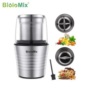 BioloMix 2-in-1 습식 및 건식 이중 컵 300W 전기 향신료 및 커피콩 그라인더, 스테인리스 스틸 본체 및 밀러 블레이드
