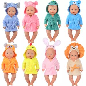 귀여운 만화 동물 잠옷 로브 인형 옷, 다채로운 목욕 가운, 아기 선물용 액세서리, 태어난 아기용 옷, 17 인치, 43cm