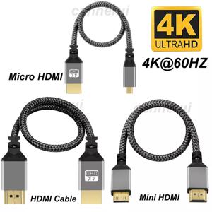 나일론 브레이드 HD 4K @ 60HZ V1.4 TPU HD 1080P 호환 마이크로 미니 HDMI 연장 수 케이블, 태블릿 PC TV 카메라 HDTV용