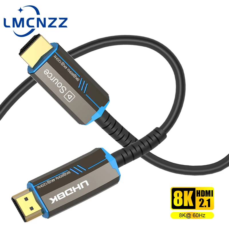 HDMI 2.1 광섬유 케이블, TV 프로젝터 PS5 용, 8K 60Hz, 4K 120Hz 초고속 48Gbps HDR eARC 3D HDCP 10M 15M 20M 30M 50M