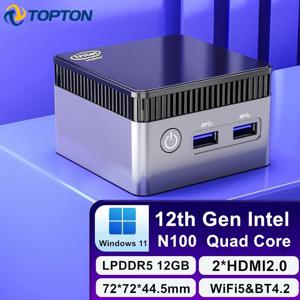 12 세대 포켓 미니 PC 알더 레이크 N100 쿼드 코어, 12GB DDR5 4800MHz 최대 2T SSD, 윈도우 11 게임용 컴퓨터, 2x4K HTPC WiFi5 BT4.2