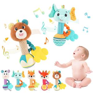 몬테소리 아기 장난감, 0, 6, 12 개월 아기 딸랑이, 신생아 액세서리 개발, 교육용 핸드벨, 봉제 벨