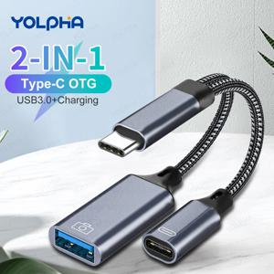 USB C OTG Cable Phone Adapter 2 1 Type C to USB A Adapter 함께 PD Charging Port Samsung Huawei Xiaomi Phone Laptop Tablet