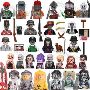 MOC 시티 할로윈 좀비 워킹 데드 유령 피규어 빌딩 블록, 군인 벽돌, 범죄 묘비 무기, 어린이 선물 장난감
