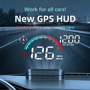 자동차 헤드업 디스플레이 HUD 범용 디지털 GPS 속도계 프로젝터 스크린 대시 보드 주행 거리계, 과속 경보 포함, 모든 차량용