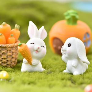 귀여운 미니 송진 토끼 부활절 장식, 홈 미니어처 풍경 장식, 작은 토끼 인형, DIY 정원 인형 집 장식