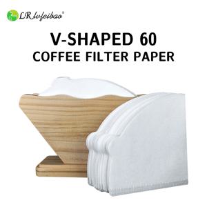 바리스타 커피 양조용 천연 대나무 섬유 커피 필터, V자형 60 스탠드, 단일 사용 콘 필터, 100 개