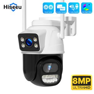 Hiseeu 듀얼 렌즈 듀얼 스크린 IP 카메라, 야외 자동 추적 보안 보호 CCTV 감시 카메라, PTZ 와이파이 카메라, 4K, 8MP
