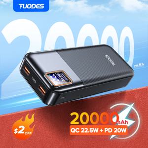 Tuodes 보조배터리 외장 대용량 배터리 용량 22.5W 고속 충전 휴대용 충전기, 아이폰 삼성 샤오미, 20000mAh PD20W