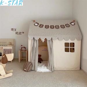 K-star 실내 북유럽 그리드 게임 하우스 어린이 텐트, 가정 유치원 부모 아이 방, 소년 소녀 작은 집 장난감 집