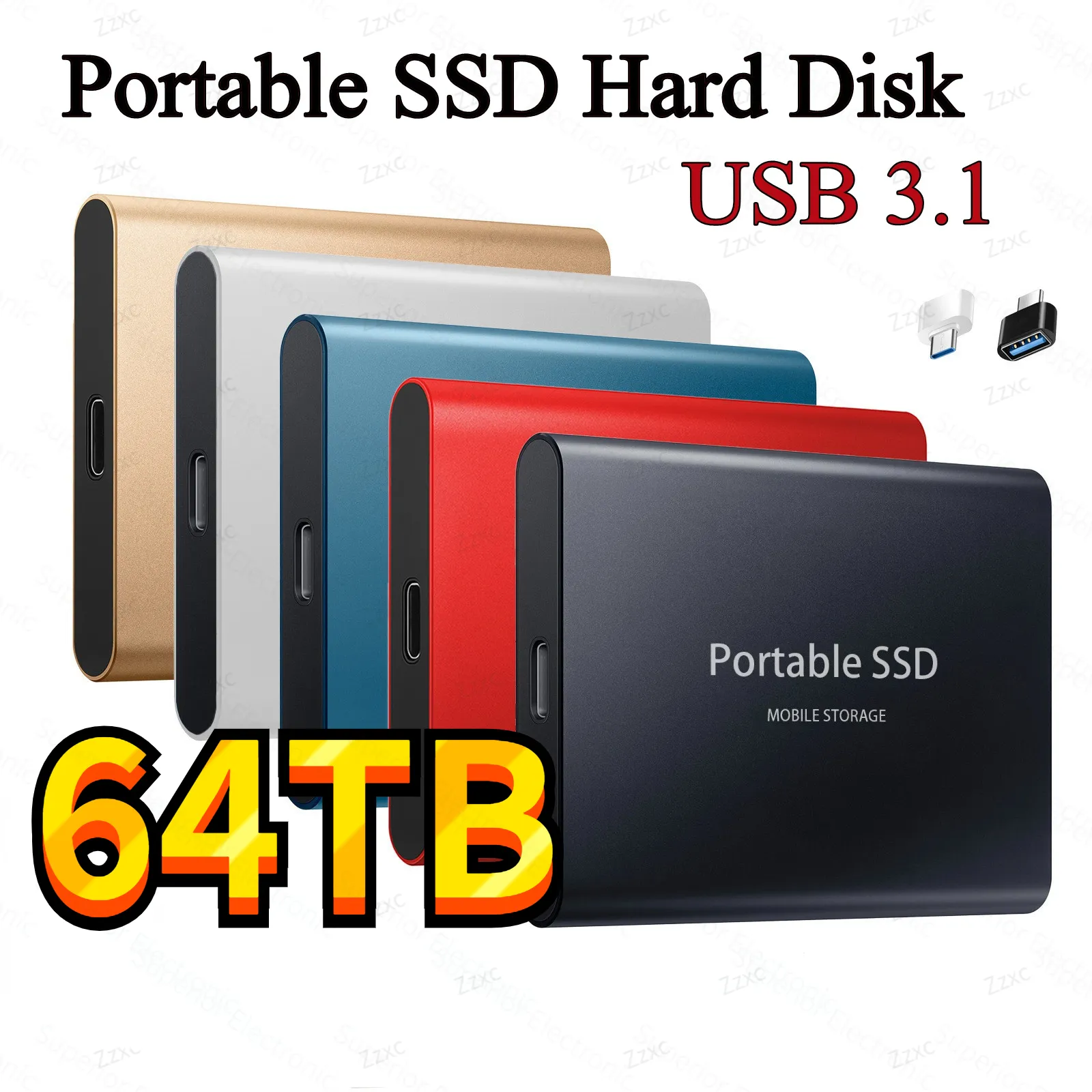 휴대용 SSD C타입 USB 3.1, 노트북 데스크탑용 SSD 플래시 메모리 디스크, 외장 SSD M.2 하드 드라이브, 60TB, 30TB, 16TB, 8TB, 4TB