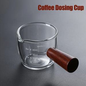 바리스타 밀크 커피웨어용 눈금 유리 커피 컵, 열대 나무 손잡이, 에스프레소 컵, 100ml