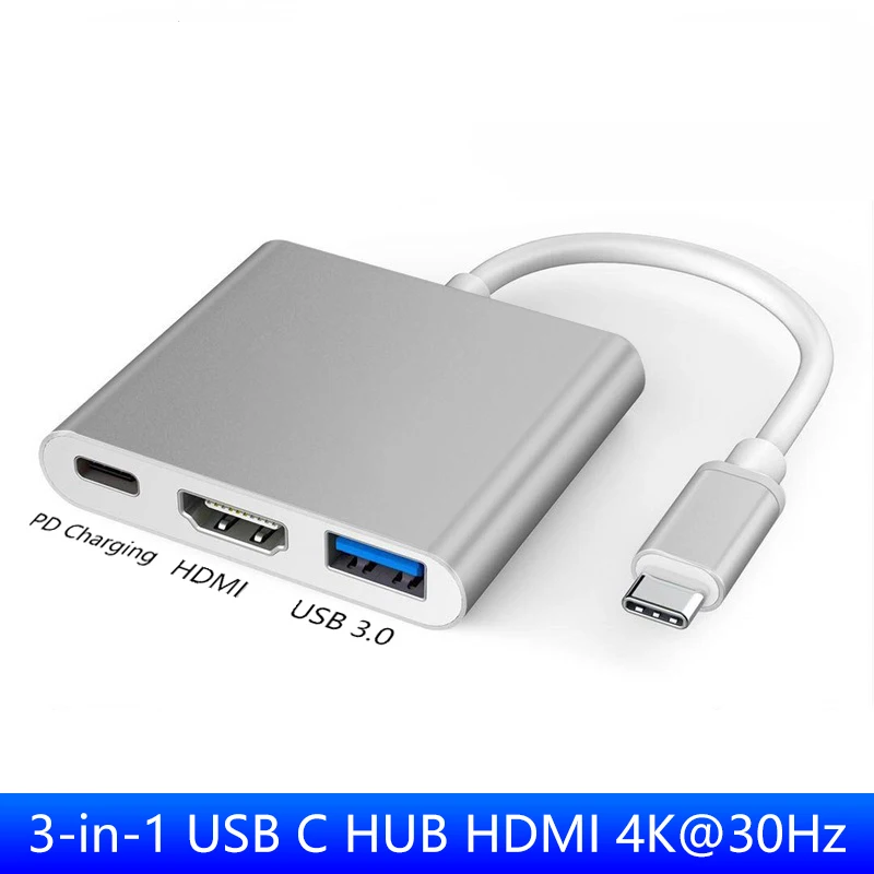 3 in 1 USB C 허브 TYPE-C HDMI 어댑터, C 타입 익스텐션 케이블, USB 3.0 변환기, HDMI 호환 어댑터, PC 노트북 맥북용