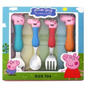 페파 돼지 식기 포크 스푼 액션 인형 장난감, 조지 돼지 아빠 엄마 만화 애니메이션 패턴 파티 장난감, 소년 소녀 선물