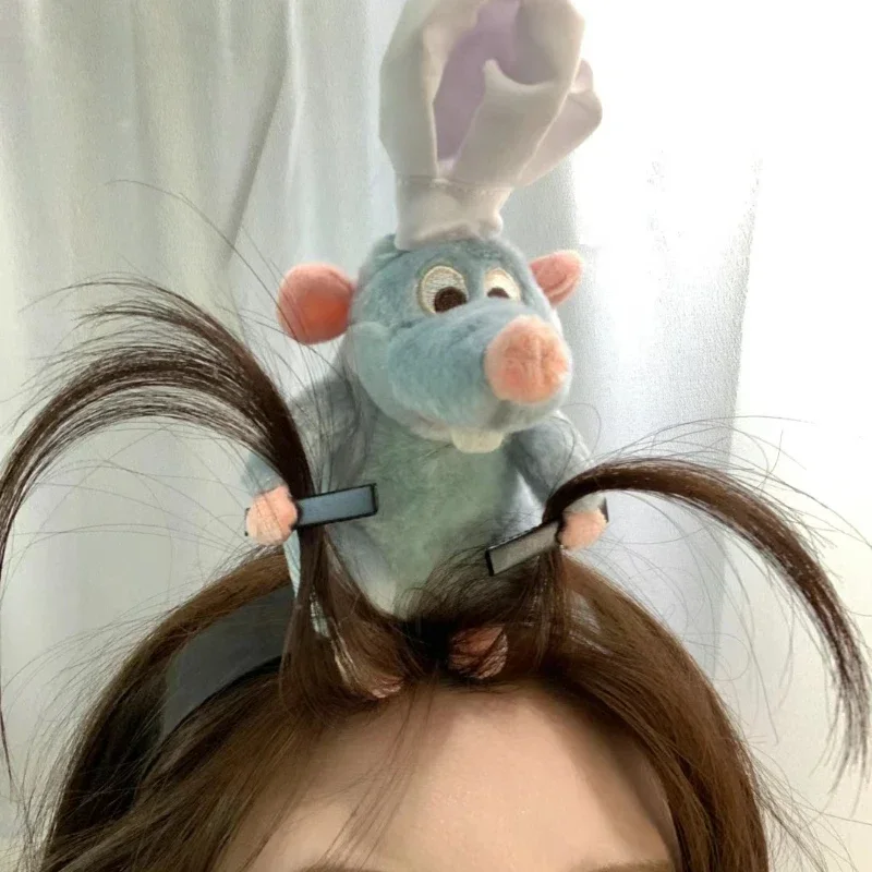 디즈니 Ratatouille 카와이 만화 귀여운 봉제 인형 머리띠, 챙이 넓은 머리핀, 사진 머리 장식, 창의력 소녀 선물