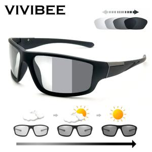VIVIBEE 남녀공용 포토크로믹 선글라스, 블랙 스포츠 고글, 색상 변경, 편광 운전 2024 변색 선글라스