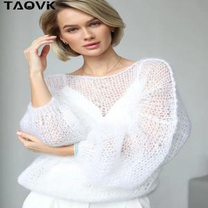 TAOVK 여성용 니트 스웨터, 가벼운 얇은 가디건, 시스루 스웨터, 루즈 아우터