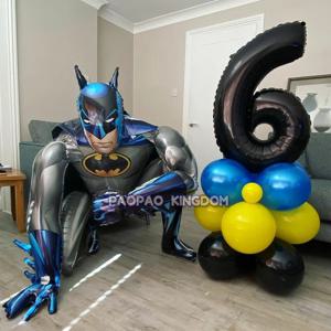 배트맨 숫자 알루미늄 호일 풍선 세트, 배트맨 스파이더맨 생일 파티 장식, 베이비 샤워 용품, 3D 글로보