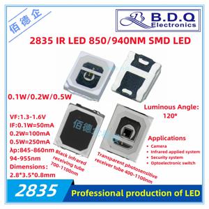 50Pcs 2835 적외선 송신기-수신기 튜브 IR LED 850nm 940nm 0.2W 0.5W SMD LED 발광 다이오드 led 비즈