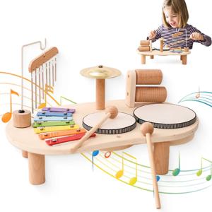 아기 나무 몬테소리 장난감 밴드 스탠드 모델 이동식 세트, 모바일 드럼, 어린이 퍼즐 학습 장난감, 신생아 생일 선물