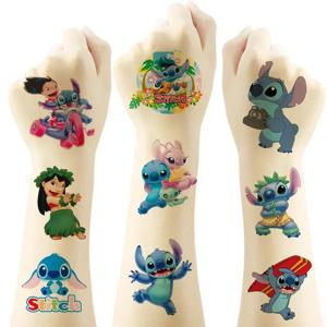 귀여운 스티치 디즈니 문신 스티커, 어린이 임시 가짜 문신, 얼굴 팔 다리에 붙여 넣기, 어린이 파티 생일 선물 장난감