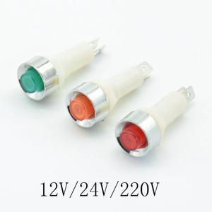 신호 램프 패널 장착 네온 표시기, 레드 그린 옐로우 라이트, 220V, 12V, 24VDC, 10mm, NHC 파일럿 가이드, 5 개