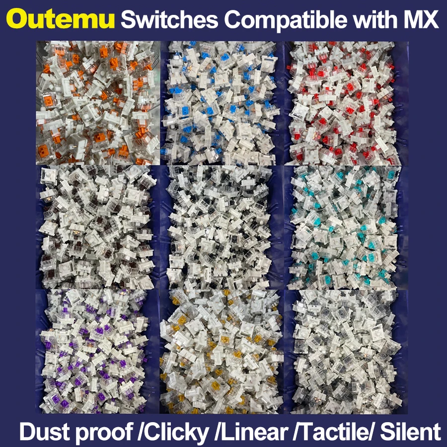 Outemu 기계식 키보드용 SMD 스위치, MX 스위치와 호환되는 얇은 핀, 블랙 블루 브라운 레드 키 스위치, CIY 소켓, 3 핀