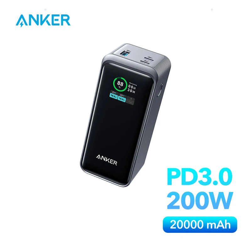 Anker Prime 735 보조배터리, 휴대용 보조베터리 충전기, 예비 배터리, 대용량 20000mAh, 20000mAh, 200W, 20K
