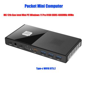 소형 컴퓨터 Vesa 스틱 게이머 PC, M6 포켓 미니 PC, 인텔 12 세대 N100 N200 DDR5, HDMI2, 4K @ 60Hz, WiFi 6, BT5.2, N5105, Windows11 TV BOX