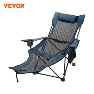 VEVOR-아웃도어 접이식 캠프 의자, 등받이 및 발판, 휴대용 침대, 낮잠용 의자, 캠핑 및 낚시용, 접이식 해변 라운지 의자