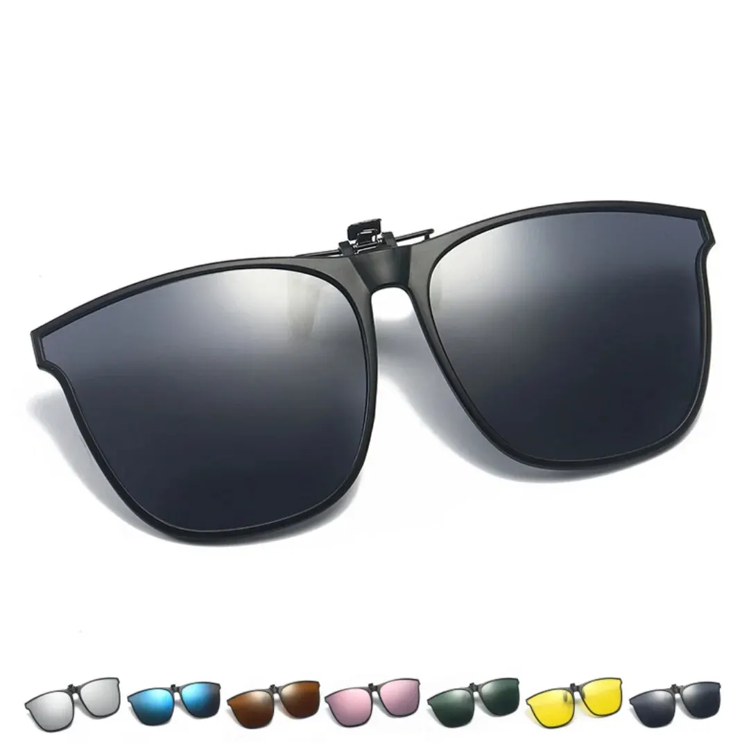 편광 클립 온 선글라스 남성용, 광변색 자동차 운전자 고글, 야간 투시경 안경, 눈부심 방지 빈티지 사각형 안경