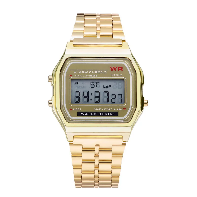 F91W 스틸 스트랩 시계, 남성 비즈니스 시계, 다기능 LED 디지털 스포츠 손목 시계, 전자 시계, 전자 wi