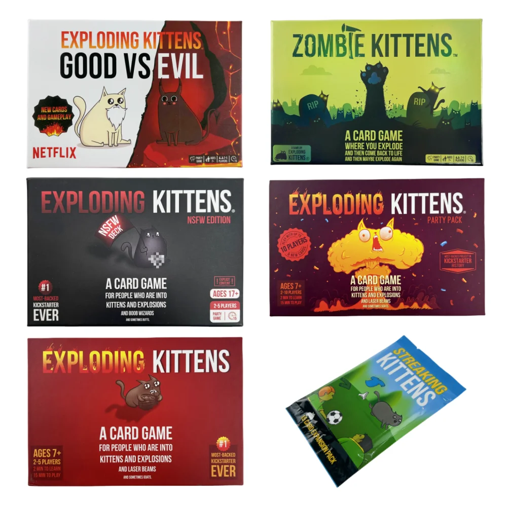 폭발하는 새끼 고양이 카드 게임, 어린이 및 성인 가족 재미있는 카드 게임, 오리지널 에디션 파티 스트리킹 새끼 고양이 보드 게임, 55 카드